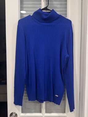 Calvin Klein Royal Blue Ribbed Turtleneck Sweater